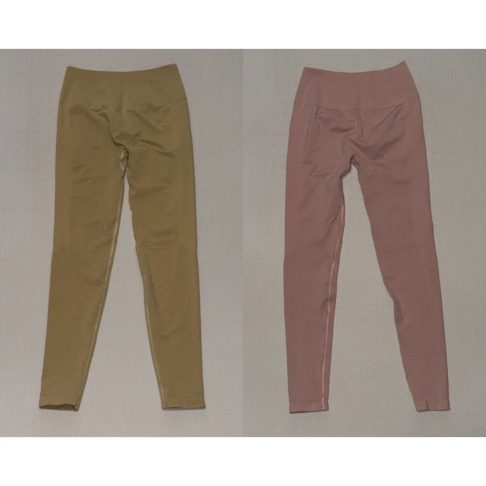 Alphalete Amplify Scrunch Leggings Bundle | Baby Pink and Nude | Size Medium